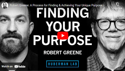 Video cover of Podcaster Andrew Huberman interviews author Robert Greene